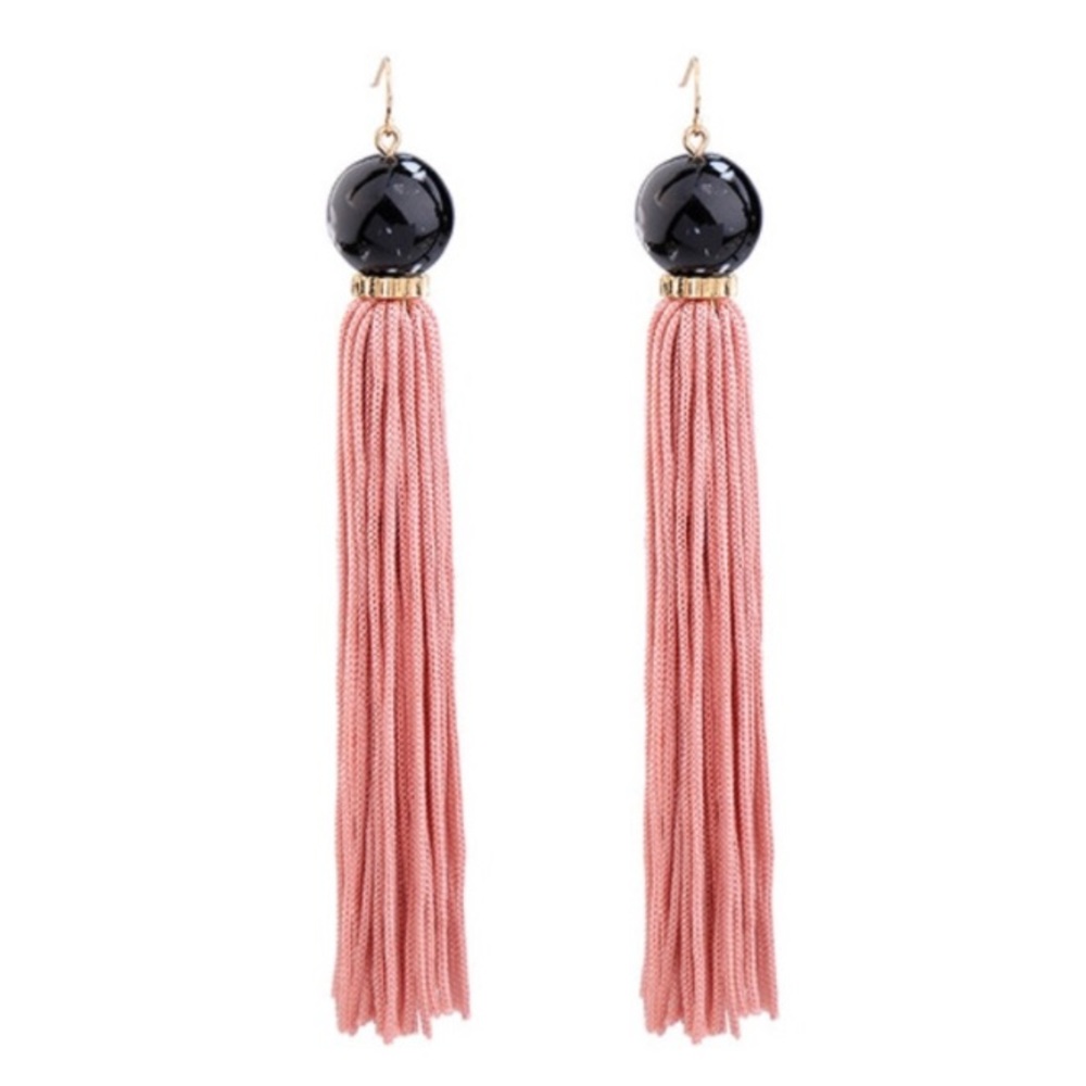 ๐ฅ๐ Long Pink Tassels Earrings - Picture 2 of 3